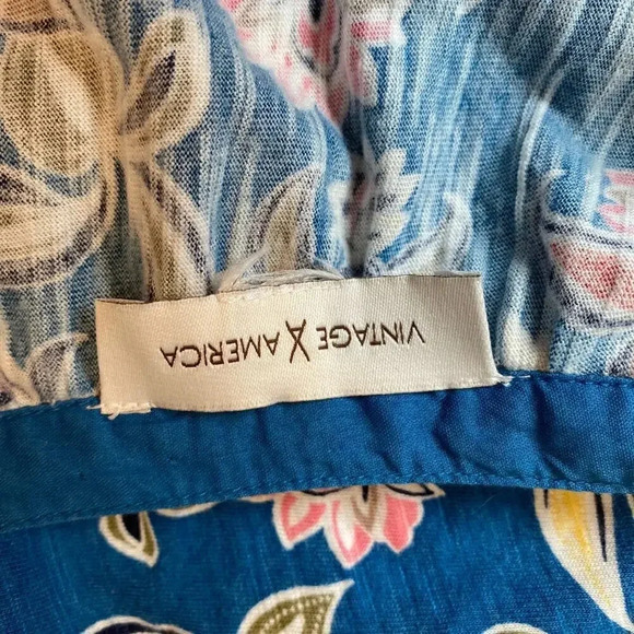 Vintage X America Floral Beach Summer Stretch Comfortable Top Blouse Women M/L - Picture 4 of 4